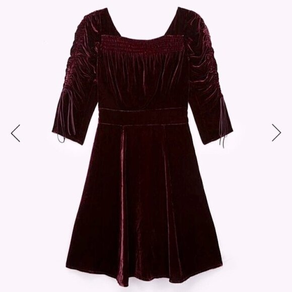 THE Kooples Burgundy Mini Velvet Dress Silk Blend Size M - Picture 3 of 16